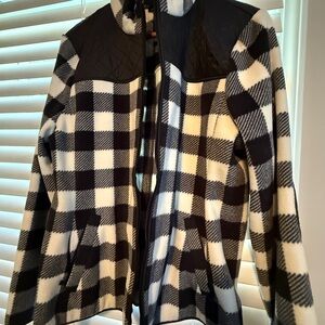 Talbots Black and White Checkered Fleece
